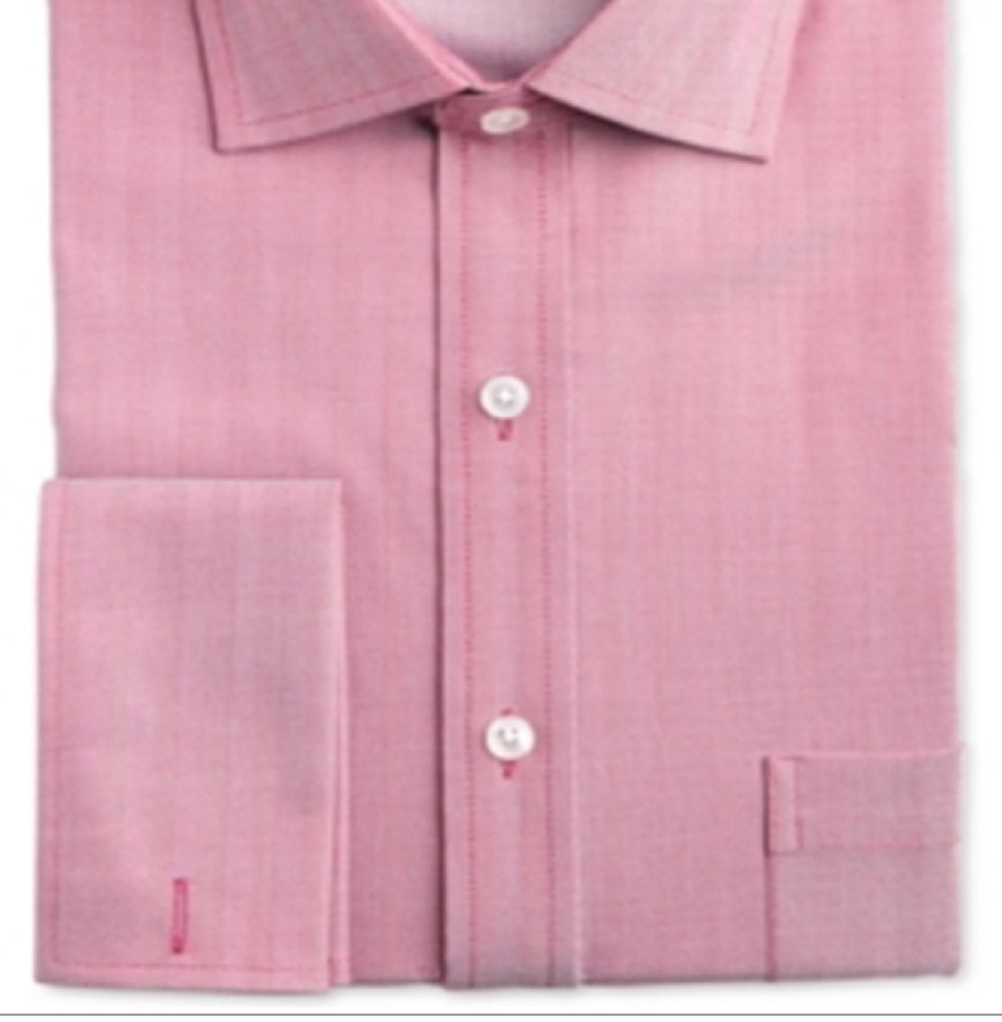 Tasso Elba Men's Slim Fit Non Iron Herringbone French Cuff Dress Shirt Red Size 14.5X32X33
