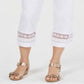 JM Collection Women's Crochet Trim Capri Pants White Size Petite