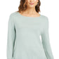 Style & Co Women's Ribbed Patterned Long Sleeve Jewel Neck Blouse Sweater Green Size Petite X-Large