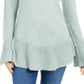 Style & Co Women's Ribbed Patterned Long Sleeve Jewel Neck Blouse Sweater Green Size Petite X-Large
