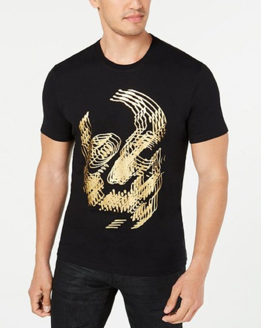 INC International Concepts Men's Foil Skull T-Shirt Black Size Medium