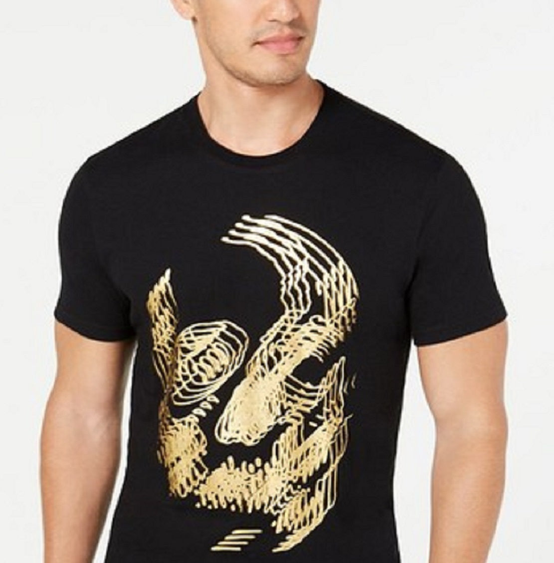 INC International Concepts Men's Foil Skull T-Shirt Black Size Medium