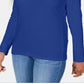 Karen Scott Women's Satin Trim Scoop Neck Top Blue Size Small