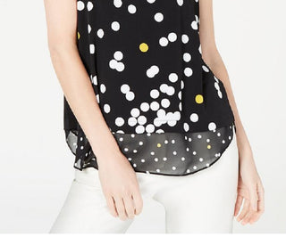 Alfani Women's Printed Woven Hem Sleeveless Top Black Size Petite
