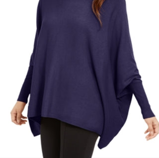 Alfani Women's Turtleneck Poncho Sweater Purple Size Petite Small
