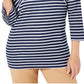 Karen Scott Women's Plus Striped Casual Top Navy Size 0X
