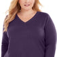 Karen Scott Women's Plus V Neck Luxsoft Sweater Purple Size 0X