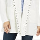Style & Co Women's Hooded Studded Cardigan White Size Petite