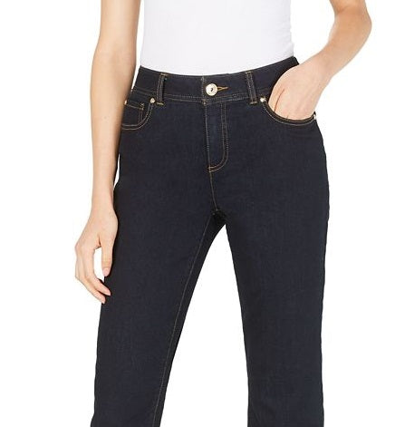 INC International Concepts Women's Tummy Control Straight Leg Jeans Blue Size 0 Petite