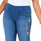 Style & Co Women's Ella Embroidered Pull on Jeans Blue Size 18W