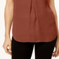 INC International Concepts Women's Pleated Top Brown Size Petite
