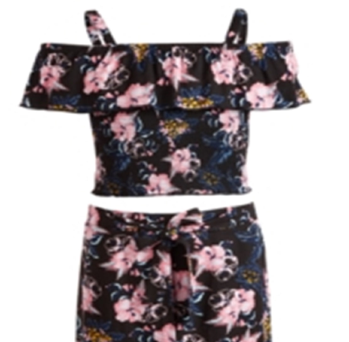 Epic Threads Big Girl's 2 Pc Ruffled Top & Maxi Skirt Set  Black Size SM