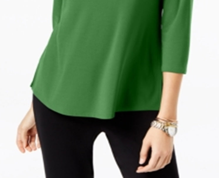 Alfani Women's Buckle Detail Tunic Green Size Petite