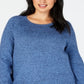 Karen Scott Women's Plus Curved Hem Pullover Sweater Blue Size 0X