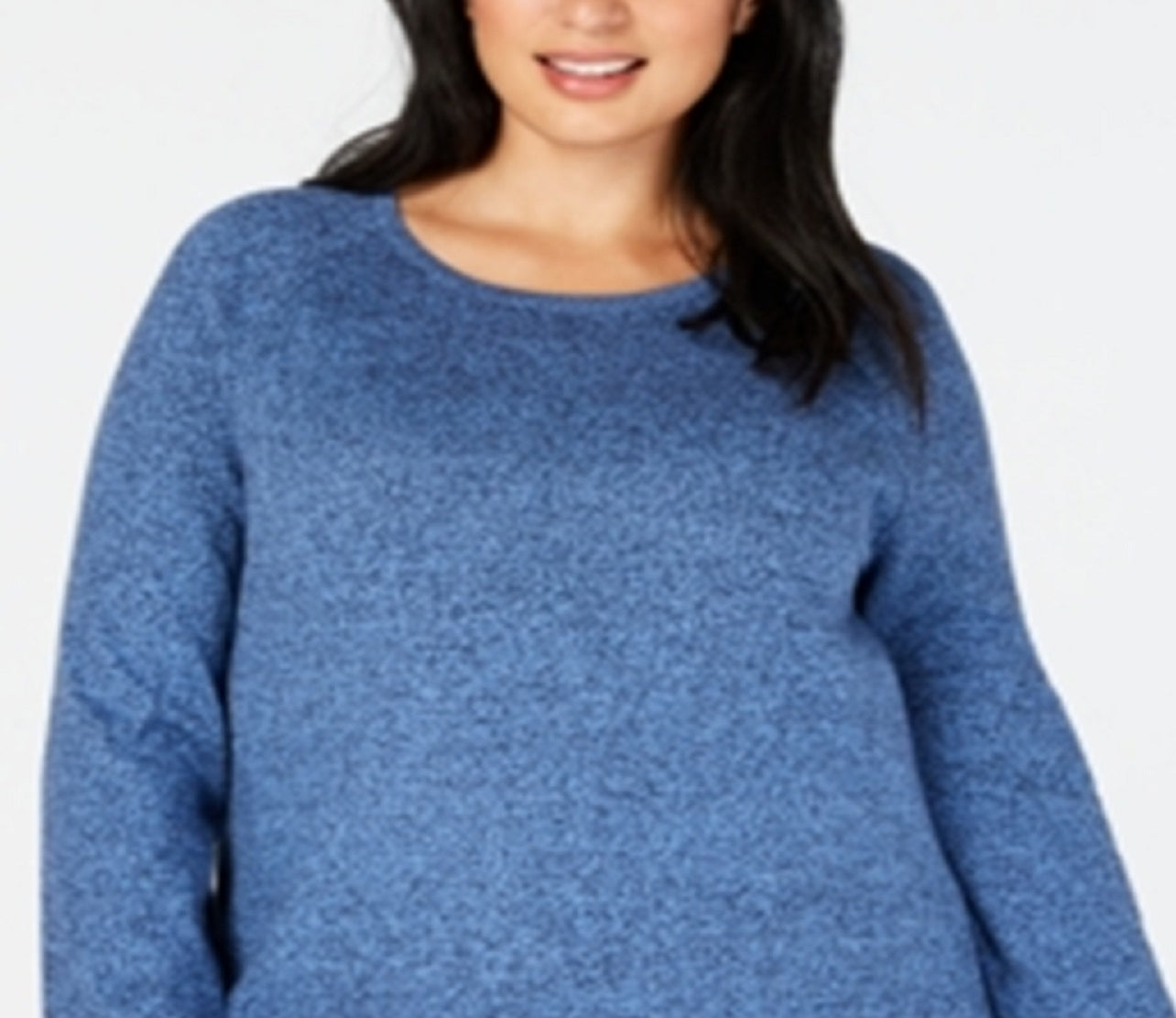 Karen Scott Women's Plus Curved Hem Pullover Sweater Blue Size 0X