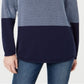 Karen Scott Women's Cotton Colorblocked Sweater Blue Size Petite Medium