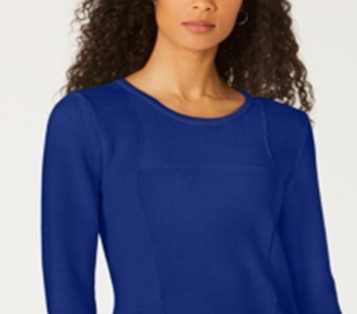 Karen Scott Women's Patchwork Stitch Pullover Sweater Blue Size XX-Large