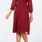 Alfani Women's Long Sleeve V Neck MIDI Sheath Evening Dress Red Size 12