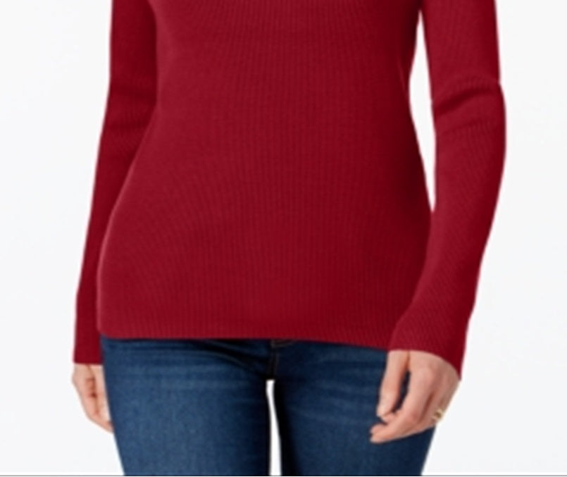 Karen Scott Women's Cotton Ribbed Turtleneck Top Red Size X-Large