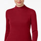 Karen Scott Women's Cotton Ribbed Turtleneck Top Red Size X-Large