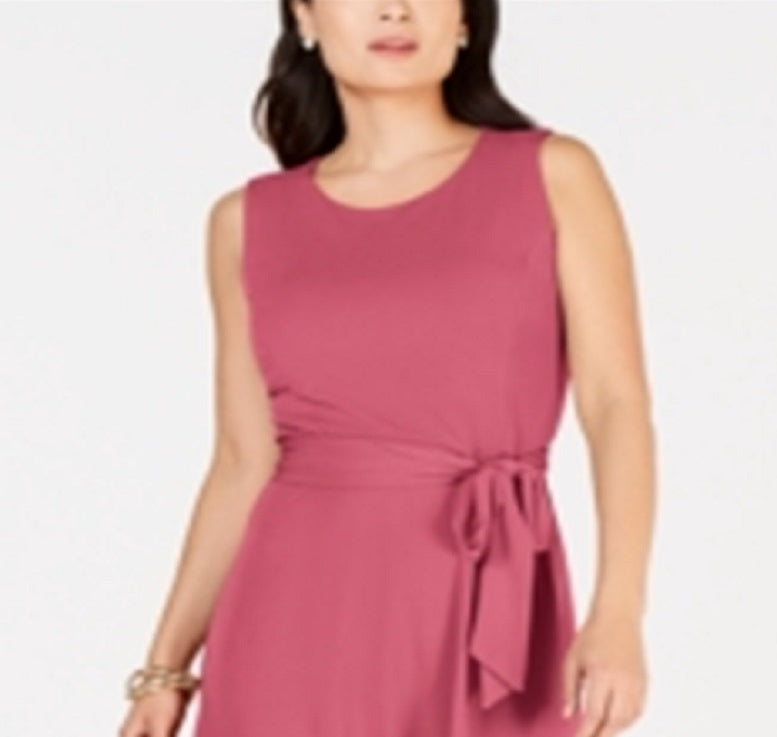Charter Club Women's Belted MIDI Dress Pink Size Petite Medium
