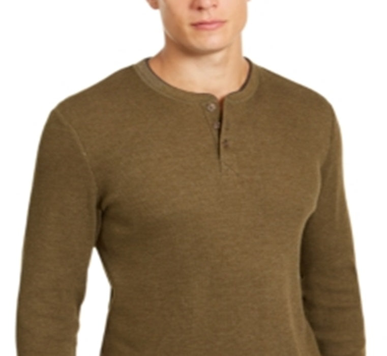 Club Room Men's Henley Shirt Green Size Medium