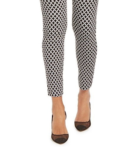 INC International Concepts Women's Curvy Fit Diamond Jacquard Skinny Pants Black Size 18