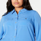 Charter Club Women's Plus Button Front Shirt Blue Size 2X