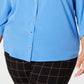 Charter Club Women's Plus Button Front Shirt Blue Size 2X