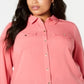 Charter Club Women's Plus Button Front Shirt Pink Size 4X