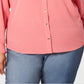 Charter Club Women's Plus Button Front Shirt Pink Size 4X