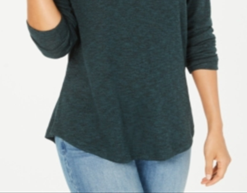 Style & Co Women's Scoop Neck Top Green Size Petite