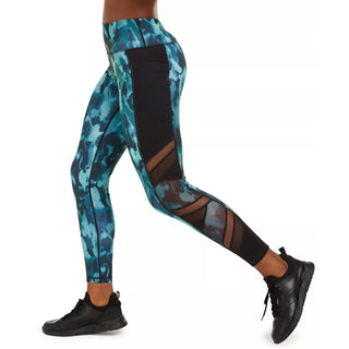 Ideology Abstract Camo Mesh-TrimLeggings Blue Size Small