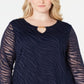 JM Collection Women's Plus Burnout Tunic Blue Size 2X