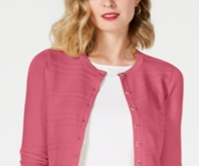 Charter Club Women's Textured Cardigan Pink Size Small