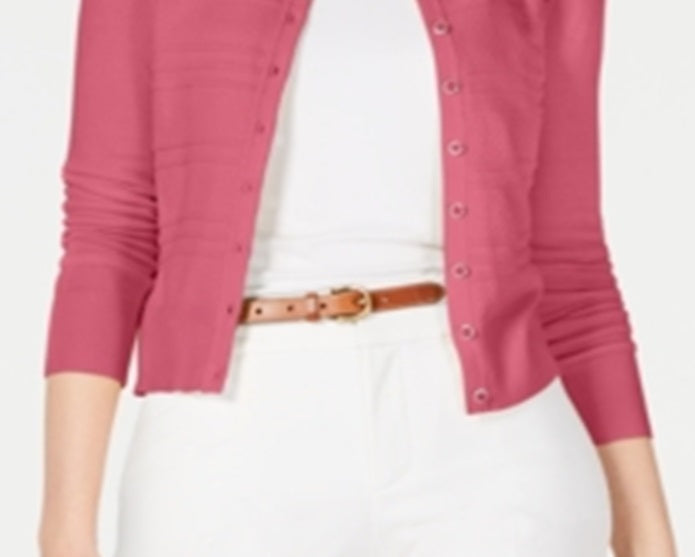 Charter Club Women's Textured Cardigan Pink Size Small