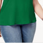 INC International Concepts Women's Plus Mixed Media Utility Shirt Green Size 4X
