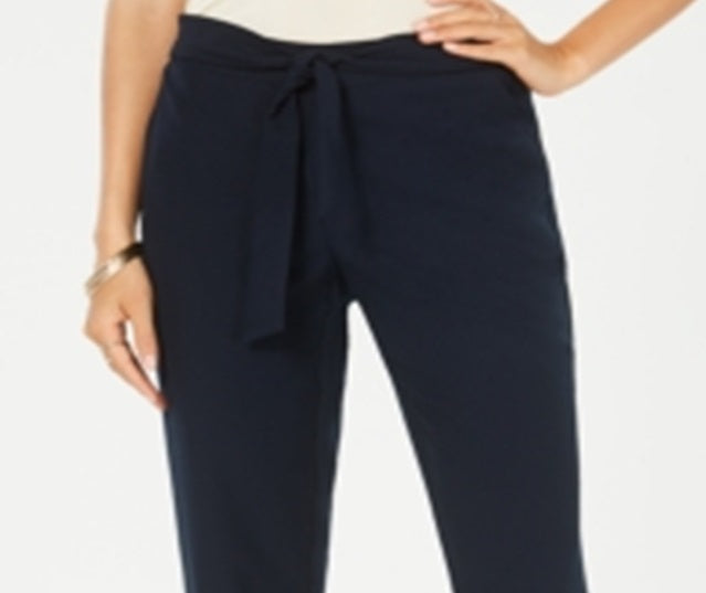 Style & Co Women's Tie Waist Tapered Pants Blue Size 18