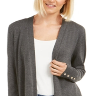 Charter Club Women's Open Front Cardigan Gray Size Medium
