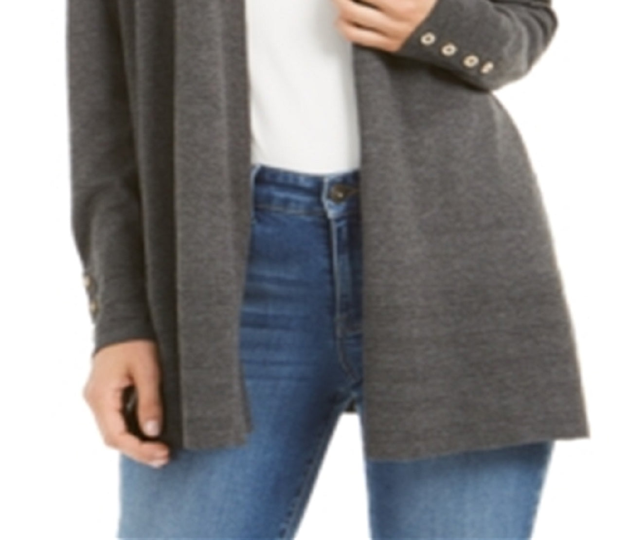 Charter Club Women's Open Front Cardigan Gray Size Medium