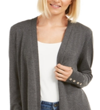 Charter Club Women's Open Front Cardigan Gray Size X-Large
