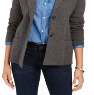 Charter Club Women's Sweater Blazer Jacket Gray Size Medium
