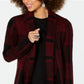 Style & Co Women's Plaid Boucle Cardigan Red Size Petite