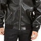 INC International Concepts Men's Wild Embossed Coach Faux Leather Jacket Black Size Small