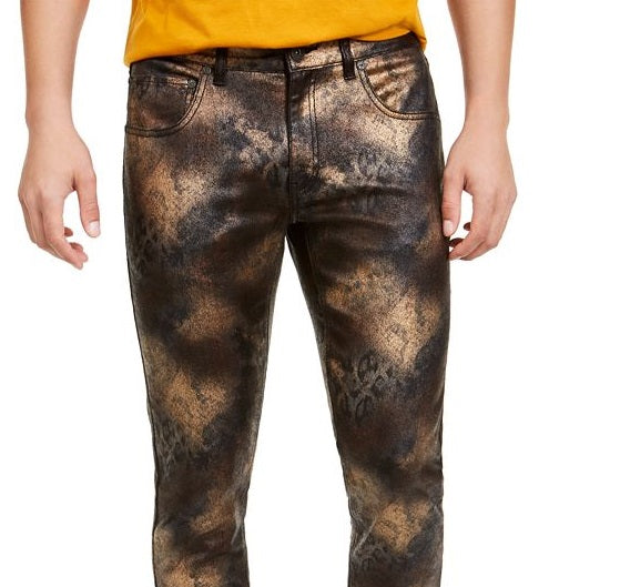 INC International Concepts Men's Spray Paint Skinny Jeans Black Size 40X30