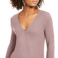 INC International Concepts Women's Textured Long Sleeve V Neck Top Pink Size Small