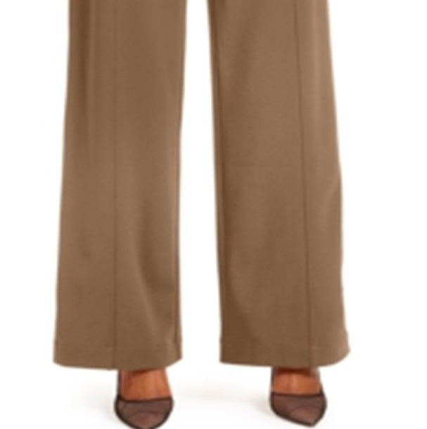 INC International Concepts Women's Solid Wide Leg Wear to Work Pants Brown Size 6
