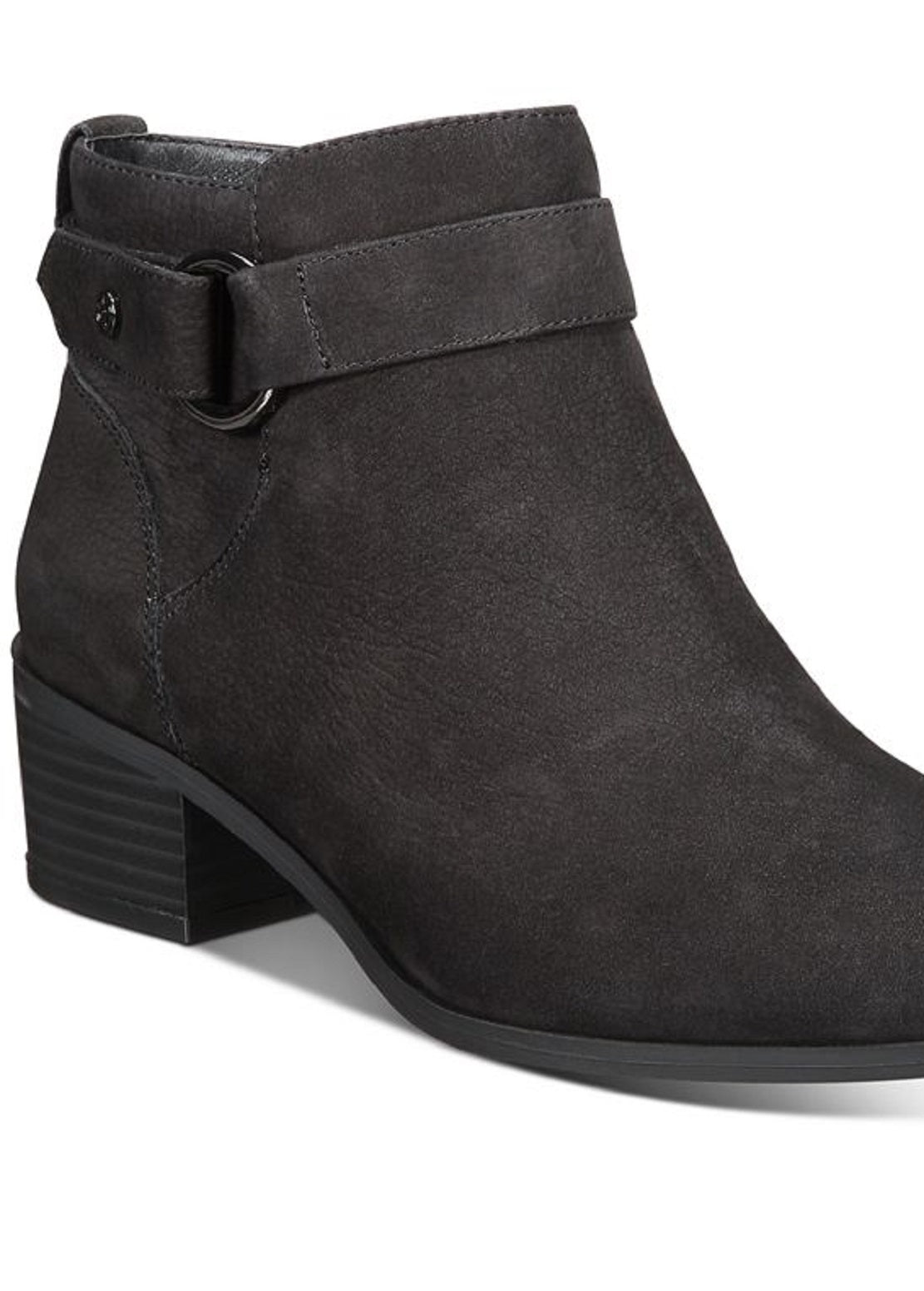 Giani Bernini Women's Round Toe Block Heel Zip Up Leather Booties Black Size 9 M