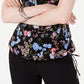 INC International Concepts Women's Floral Ruffle Drawstring V Neck Blouse Black Size X-Large