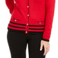 Karen Scott Women's Crew Neck Cardigan Red Size Small
